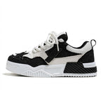 Top-down angle of flat heel casual sneakers.