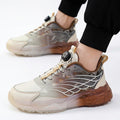 Beige and brown color scheme on men's board shoes.