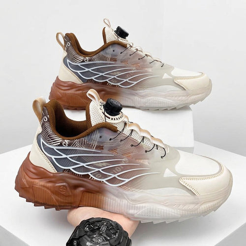 Side view of men's casual platform sports dad shoes.