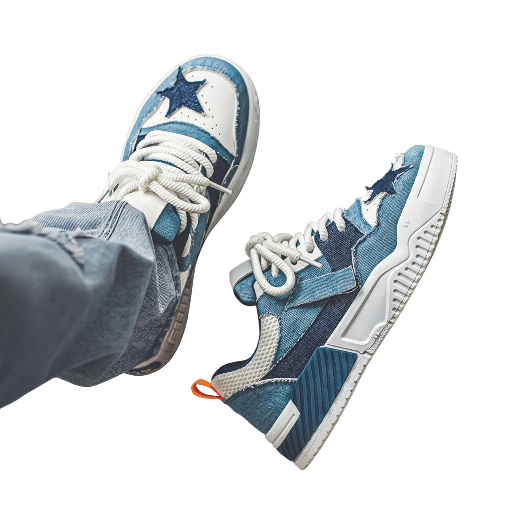 Mesh-lined interior of men's lightweight walking shoes.