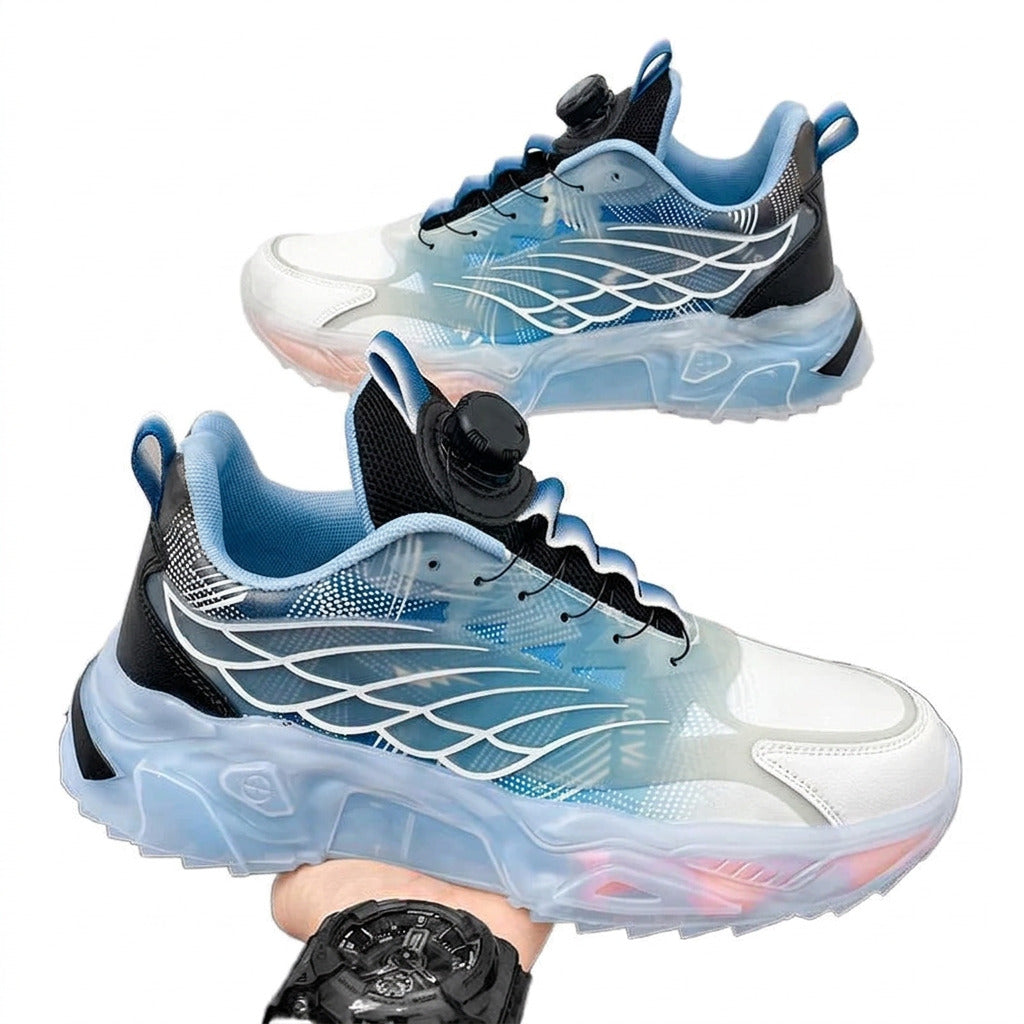 White and black colorway of men's dad shoes.